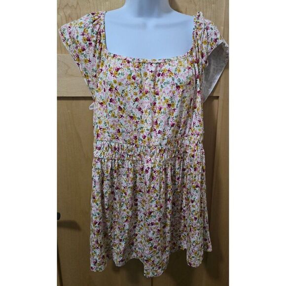 Floral Knit Babydoll Dress By Super Soft Torrid Size 2 With Square Neck & Flutte - Picture 3 of 6